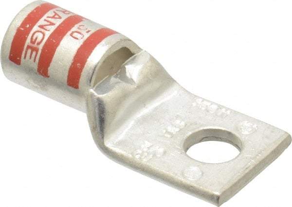 Thomas & Betts - 3/0 AWG Noninsulated Compression Connection Rectangle Ring Terminal - 3/8" Stud, 2.03" OAL x 0.92" Wide, Tin Plated Copper Contact - Exact Industrial Supply