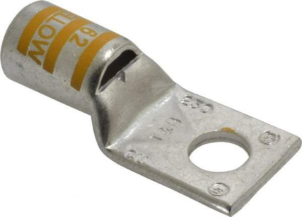 Thomas & Betts - 250 kcmil Wire Noninsulated Compression Connection Square Ring Terminal - 1/2" Stud, 2.6" OAL x 1.13" Wide, Tin Plated Copper Contact - Exact Industrial Supply