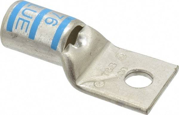 Thomas & Betts - 400 kcmil Wire Noninsulated Compression Connection Square Ring Terminal - 1/2" Stud, 3.2" OAL x 1.41" Wide, Tin Plated Copper Contact - Exact Industrial Supply