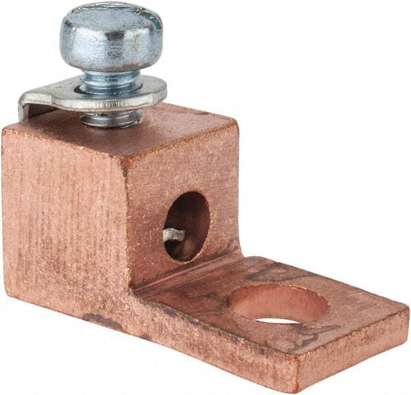 Thomas & Betts - 14-8 AWG Noninsulated Compression Connection Square Ring Terminal - 1/4" Stud, 1-1/8" OAL x 1/2" Wide, Copper Contact - Exact Industrial Supply