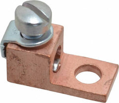 Thomas & Betts - 8-4 AWG Noninsulated Compression Connection Square Ring Terminal - 1/4" Stud, 1-1/8" OAL x 1/2" Wide, Copper Contact - Exact Industrial Supply