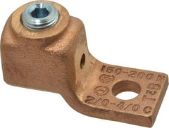 Thomas & Betts - 2/0-4/0 AWG Noninsulated Compression Connection Square Ring Terminal - 3/8" Stud, 2-3/8" OAL x 1" Wide, Copper Contact - Exact Industrial Supply