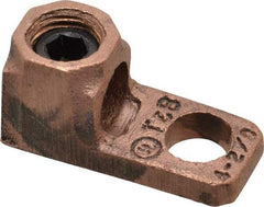 Thomas & Betts - 4-2/0 AWG Noninsulated Lug Connection D Shaped Ring Terminal - 3/8" Stud, 1-21/32" OAL x 23/32" Wide, Tin Plated Copper Contact - Exact Industrial Supply