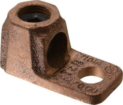 Thomas & Betts - 2-4/0 AWG Noninsulated Crimp Connection D Shaped Ring Terminal - 3/8" Stud, 1-7/8" OAL x 15/16" Wide, Copper Contact - Exact Industrial Supply