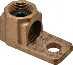 Thomas & Betts - 2/0 AWG Noninsulated Crimp Connection D Shaped Ring Terminal - 1/2" Stud, 2-3/4" OAL, Copper Contact - Exact Industrial Supply