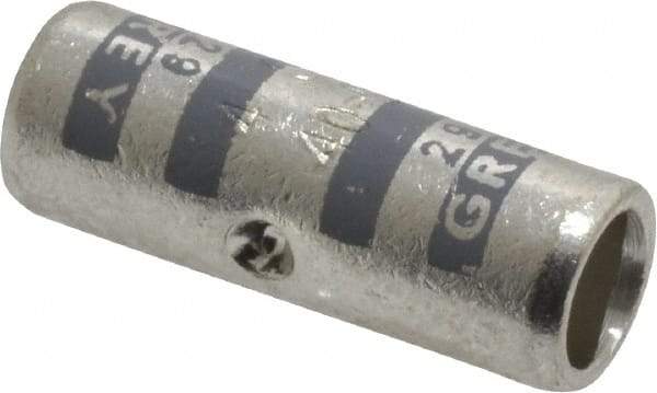 Thomas & Betts - 4 AWG Compatible, Noninsulated, Crimp-On Butt Splice Terminal - 2 Wire Entries, Copper Contacts, Tin Contact Plating, 1" OAL, Gray - Exact Industrial Supply