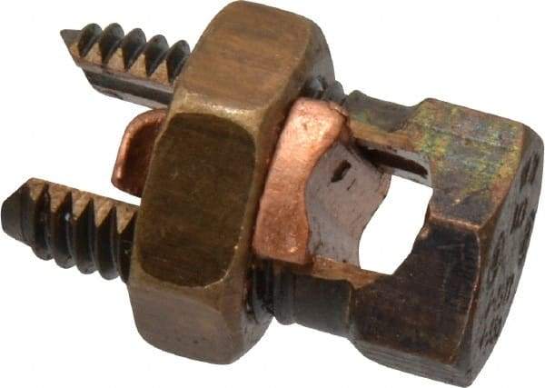 Thomas & Betts - 6 to 2 AWG, Copper Wire Compatible, Copper Alloy, Hex Split Bolt Connector - 1-11/32" OAL, 11/16" Head Width, 7/8" Base Width - Exact Industrial Supply