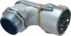 Thomas & Betts - 2" Trade, Malleable Iron Set Screw Angled FMC Conduit Connector - Insulated - Exact Industrial Supply
