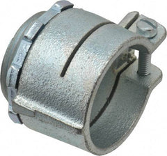 Thomas & Betts - 1-1/4" Trade, Malleable Iron Squeeze Clamp Straight FMC Conduit Connector - Noninsulated - Exact Industrial Supply