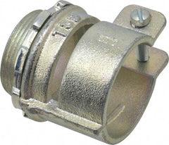 Thomas & Betts - 1-1/2" Trade, Malleable Iron Squeeze Clamp Straight FMC Conduit Connector - Noninsulated - Exact Industrial Supply