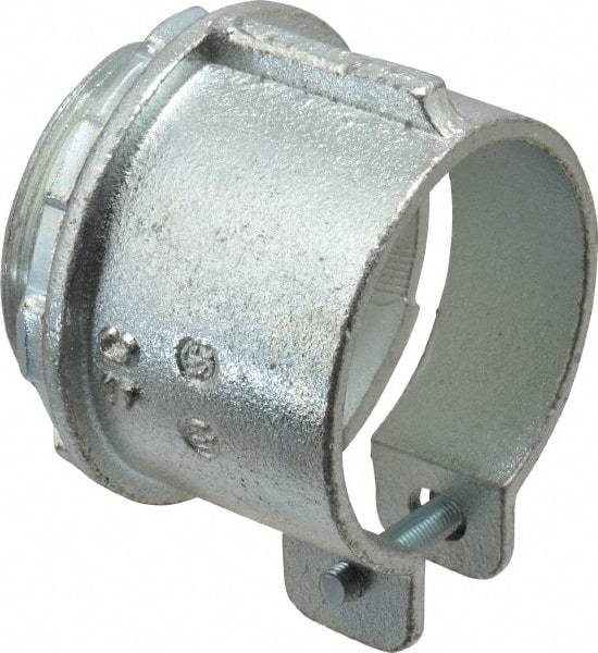 Thomas & Betts - 2" Trade, Malleable Iron Squeeze Clamp Straight FMC Conduit Connector - Noninsulated - Exact Industrial Supply