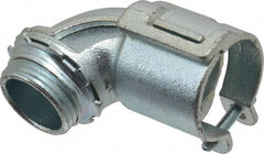 Thomas & Betts - 1" Trade, Malleable Iron Squeeze Clamp 90° FMC Conduit Connector - Noninsulated - Exact Industrial Supply
