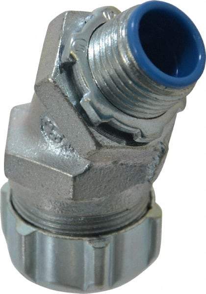 Thomas & Betts - 1/2" Trade, Malleable Iron Threaded Angled Liquidtight Conduit Connector - Insulated - Exact Industrial Supply