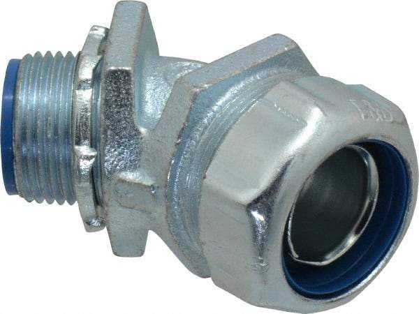 Thomas & Betts - 3/4" Trade, Malleable Iron Threaded Angled Liquidtight Conduit Connector - Insulated - Exact Industrial Supply