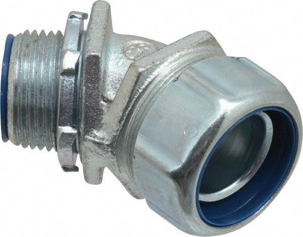 Thomas & Betts - 1" Trade, Malleable Iron Threaded Angled Liquidtight Conduit Connector - Insulated - Exact Industrial Supply