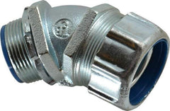 Thomas & Betts - 1-1/4" Trade, Malleable Iron Threaded Angled Liquidtight Conduit Connector - Insulated - Exact Industrial Supply