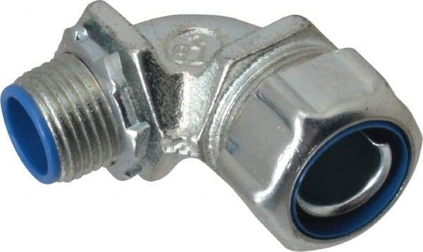 Thomas & Betts - 1/2" Trade, Malleable Iron Threaded Angled Liquidtight Conduit Connector - Insulated - Exact Industrial Supply