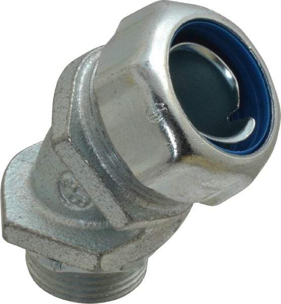 Thomas & Betts - 3/4" Trade, Malleable Iron Threaded Angled Liquidtight Conduit Connector - Noninsulated - Exact Industrial Supply