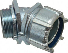 Thomas & Betts - 1-1/2" Trade, Malleable Iron Threaded Angled Liquidtight Conduit Connector - Noninsulated - Exact Industrial Supply