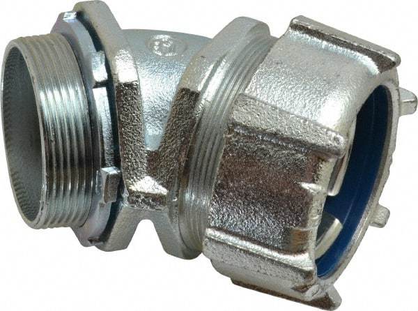 Thomas & Betts - 2" Trade, Malleable Iron Threaded Angled Liquidtight Conduit Connector - Noninsulated - Exact Industrial Supply