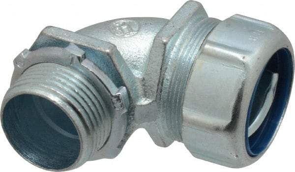 Thomas & Betts - 1" Trade, Malleable Iron Threaded Angled Liquidtight Conduit Connector - Noninsulated - Exact Industrial Supply