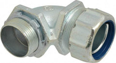 Thomas & Betts - 1-1/4" Trade, Malleable Iron Threaded Angled Liquidtight Conduit Connector - Noninsulated - Exact Industrial Supply