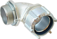 Thomas & Betts - 1-1/2" Trade, Malleable Iron Threaded Angled Liquidtight Conduit Connector - Noninsulated - Exact Industrial Supply