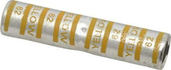 Thomas & Betts - 250mm Wire Size Compatible, Noninsulated, Crimp-On Butt Splice Terminal - 2 Wire Entries, Copper Contacts, Tin Contact Plating, 3.38" OAL, Yellow - Exact Industrial Supply