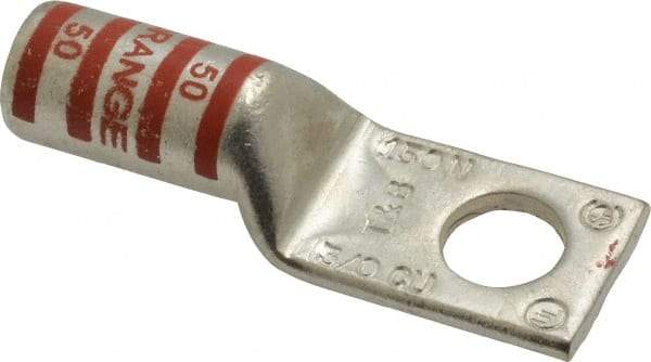 Thomas & Betts - 3/0 AWG Noninsulated Compression Connection Square Ring Terminal - 1/2" Stud, 2.7" OAL x 0.92" Wide, Tin Plated Copper Contact - Exact Industrial Supply