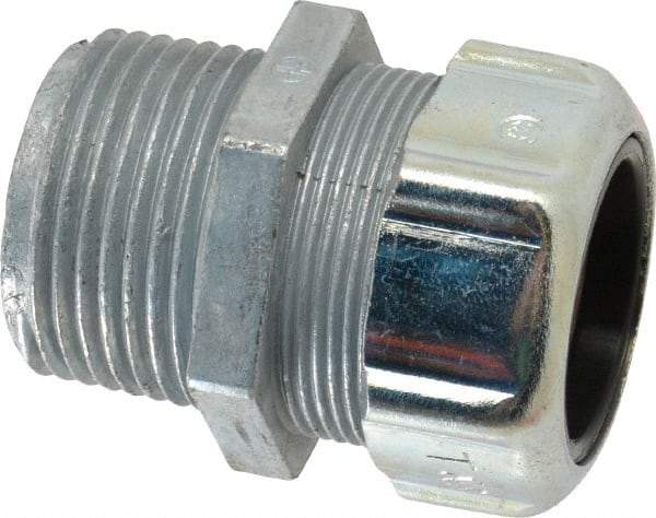 Thomas & Betts - 3/4 to 0.88" Cable Capacity, Liquidtight, Straight Strain Relief Cord Grip - 1 NPT Thread, 1-7/8" Long, Zinc - Exact Industrial Supply