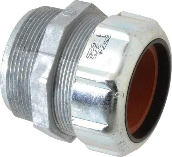 Thomas & Betts - 1-3/8 to 1-5/8" Cable Capacity, Liquidtight, Straight Strain Relief Cord Grip - 2 NPT Thread, 2-5/8" Long, Zinc - Exact Industrial Supply
