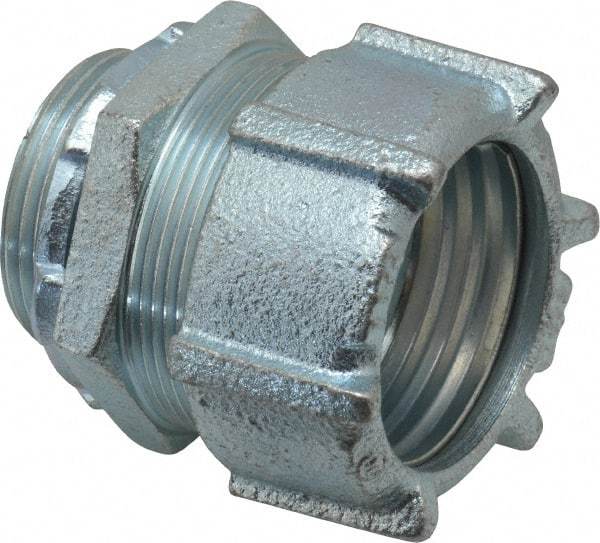 Thomas & Betts - 1-1/4" Trade, Malleable Iron Compression Straight Rigid/Intermediate (IMC) Conduit Connector - Noninsulated - Exact Industrial Supply