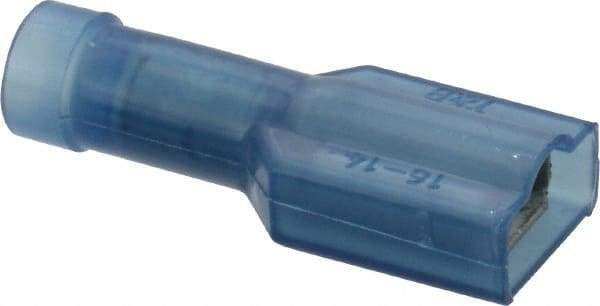 Thomas & Betts - 16 to 14 AWG, Nylon, Fully Insulated, Female Wire Disconnect - 1/4 Inch Wide Tab, Blue, CSA Certified, RoHS Compliant, UL 94 V-2, UL File E66716, UL Listed - Exact Industrial Supply