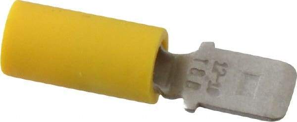 Thomas & Betts - 12 to 10 AWG, Vinyl, Fully Insulated, Male Wire Disconnect - 1/4 Inch Wide Tab, Yellow, CSA Certified, RoHS Compliant, UL 94 V-0, UL File E66716, UL Listed - Exact Industrial Supply