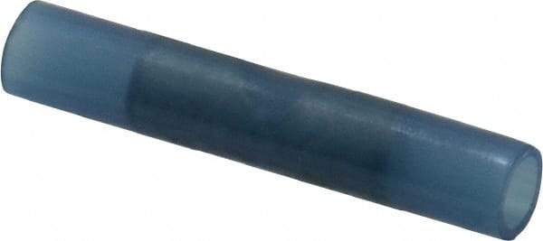 Thomas & Betts - 16 to 14 AWG Compatible, Nylon Fully Insulated, Crimp-On Butt Splice Terminal - 2 Wire Entries, Copper Contacts, Tin Contact Plating, 1.19" OAL, Blue - Exact Industrial Supply