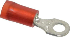 Thomas & Betts - 22-16 AWG Partially Insulated Crimp Connection D Shaped Ring Terminal - #6 Stud, 0.86" OAL x 0.26" Wide, Tin Plated Copper Contact - Exact Industrial Supply