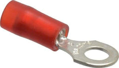 Thomas & Betts - 22-16 AWG Partially Insulated Crimp Connection D Shaped Ring Terminal - #8 Stud, 0.89" OAL x 0.26" Wide, Tin Plated Copper Contact - Exact Industrial Supply