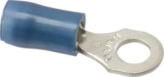 Thomas & Betts - 18-14 AWG Partially Insulated Crimp Connection D Shaped Ring Terminal - #8 Stud, 0.89" OAL x 0.31" Wide, Tin Plated Copper Contact - Exact Industrial Supply