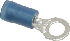 Thomas & Betts - 18-14 AWG Partially Insulated Crimp Connection D Shaped Ring Terminal - #10 Stud, 0.89" OAL x 0.31" Wide, Tin Plated Copper Contact - Exact Industrial Supply