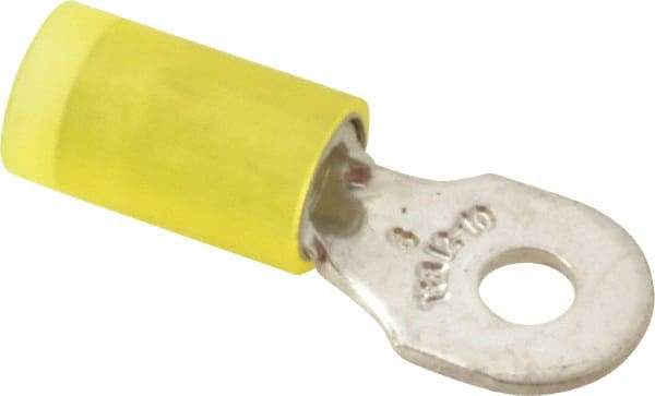 Thomas & Betts - 12-10 AWG Partially Insulated Crimp Connection D Shaped Ring Terminal - #6 Stud, 1" OAL x 0.37" Wide, Tin Plated Copper Contact - Exact Industrial Supply