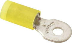 Thomas & Betts - 12-10 AWG Partially Insulated Crimp Connection D Shaped Ring Terminal - #6 Stud, 1" OAL x 0.37" Wide, Tin Plated Copper Contact - Exact Industrial Supply