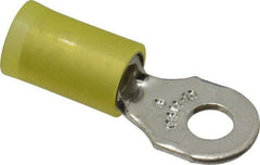 Thomas & Betts - 12-10 AWG Partially Insulated Crimp Connection D Shaped Ring Terminal - #8 Stud, 1" OAL x 0.37" Wide, Tin Plated Copper Contact - Exact Industrial Supply