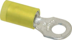 Thomas & Betts - 12-10 AWG Partially Insulated Crimp Connection D Shaped Ring Terminal - #10 Stud, 1" OAL x 0.37" Wide, Tin Plated Copper Contact - Exact Industrial Supply