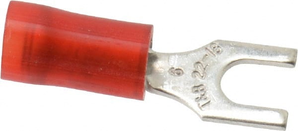 Thomas & Betts - #6 Stud, 22 to 16 AWG Compatible, Partially Insulated, Crimp Connection, Standard Fork Terminal - Exact Industrial Supply