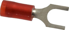 Thomas & Betts - #10 Stud, 22 to 16 AWG Compatible, Partially Insulated, Crimp Connection, Standard Fork Terminal - Exact Industrial Supply