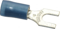 Thomas & Betts - #6 Stud, 18 to 14 AWG Compatible, Partially Insulated, Crimp Connection, Standard Fork Terminal - Exact Industrial Supply