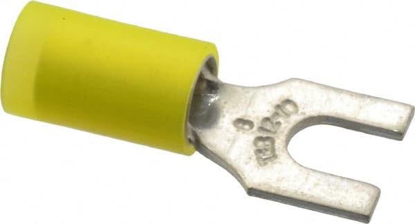 Thomas & Betts - #8 Stud, 12 to 10 AWG Compatible, Partially Insulated, Crimp Connection, Standard Fork Terminal - Exact Industrial Supply