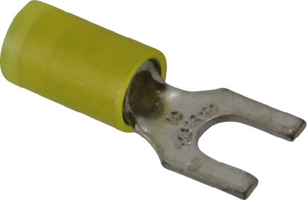 Thomas & Betts - #10 Stud, 12 to 10 AWG Compatible, Partially Insulated, Crimp Connection, Standard Fork Terminal - Exact Industrial Supply