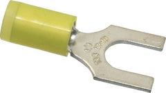 Thomas & Betts - 1/4" Stud, 12 to 10 AWG Compatible, Partially Insulated, Crimp Connection, Standard Fork Terminal - Exact Industrial Supply