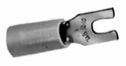 Thomas & Betts - #8 Stud, 22 to 16 AWG Compatible, Partially Insulated, Crimp Connection, Locking Fork Terminal - Exact Industrial Supply